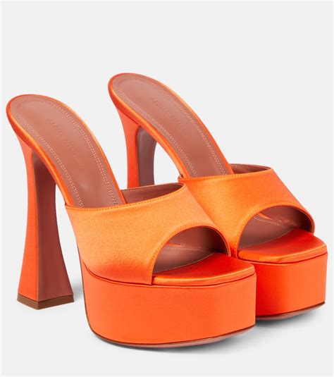 Orange Satin Mules 